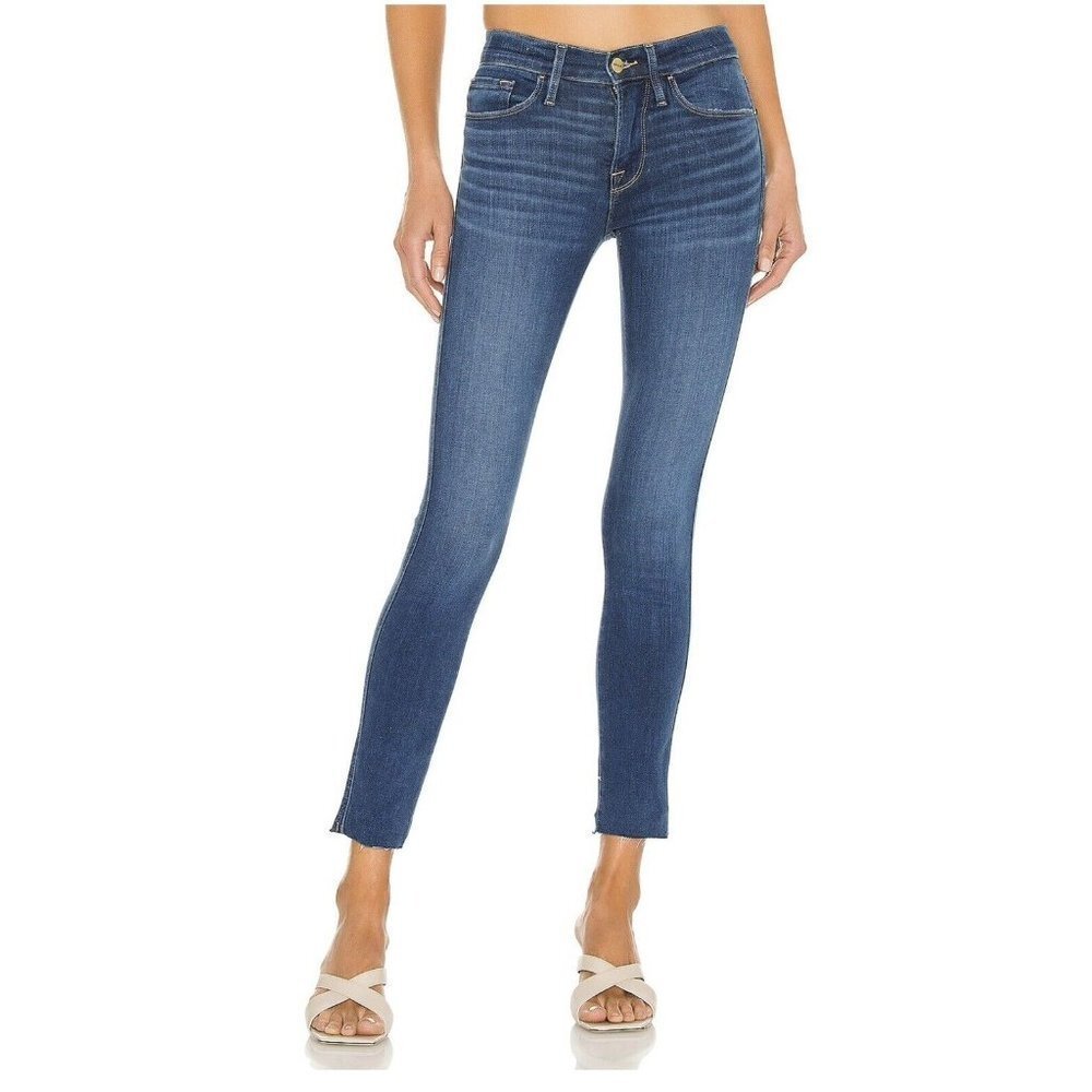 Frame Womens Le Skinny De‎ Jeanne Jeans Blue Stretch Medium Wash Mid Rise 30 New